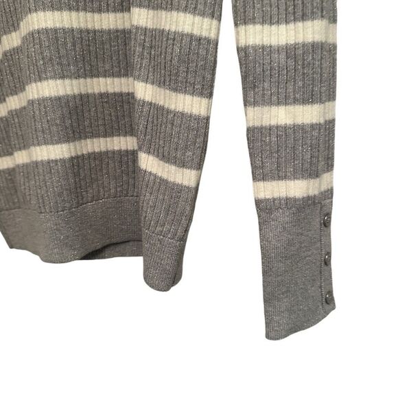 NWT Talbots grey with cream striped turtleneck sweater - s - Picture 3 of 9